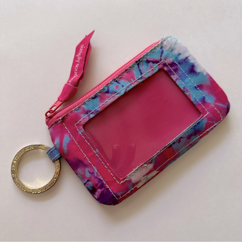 Simply Southern pink tie dye ID wallet zip case coin purse keychain double slot - Picture 9 of 9